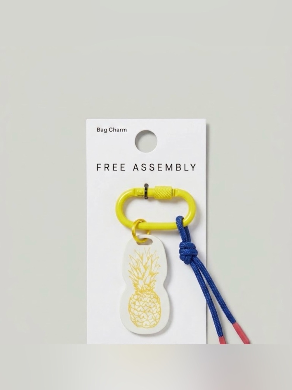 Yellow Pineapple Bag Charm with Blue Cord